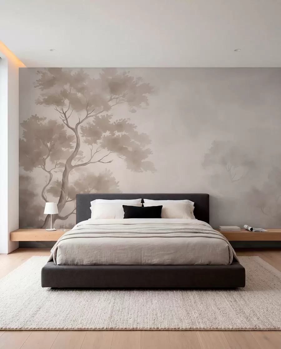 Fotobehang Boom imitatie van aquarel wazig w03471v1