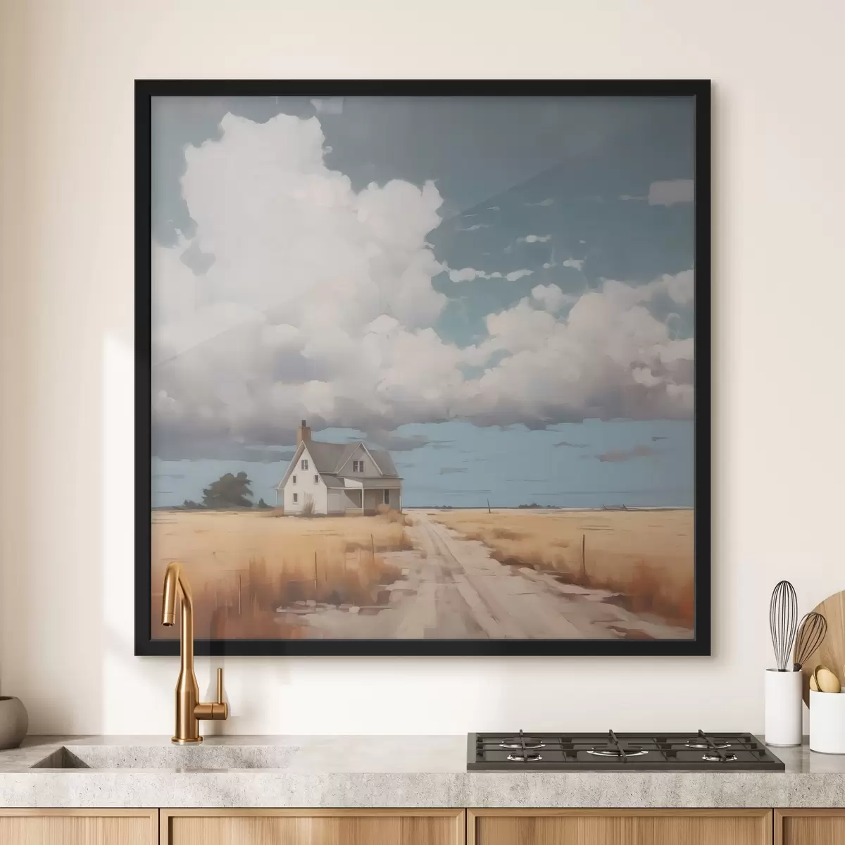 Affiche Maison dans le champ imitation de la peinture f43440