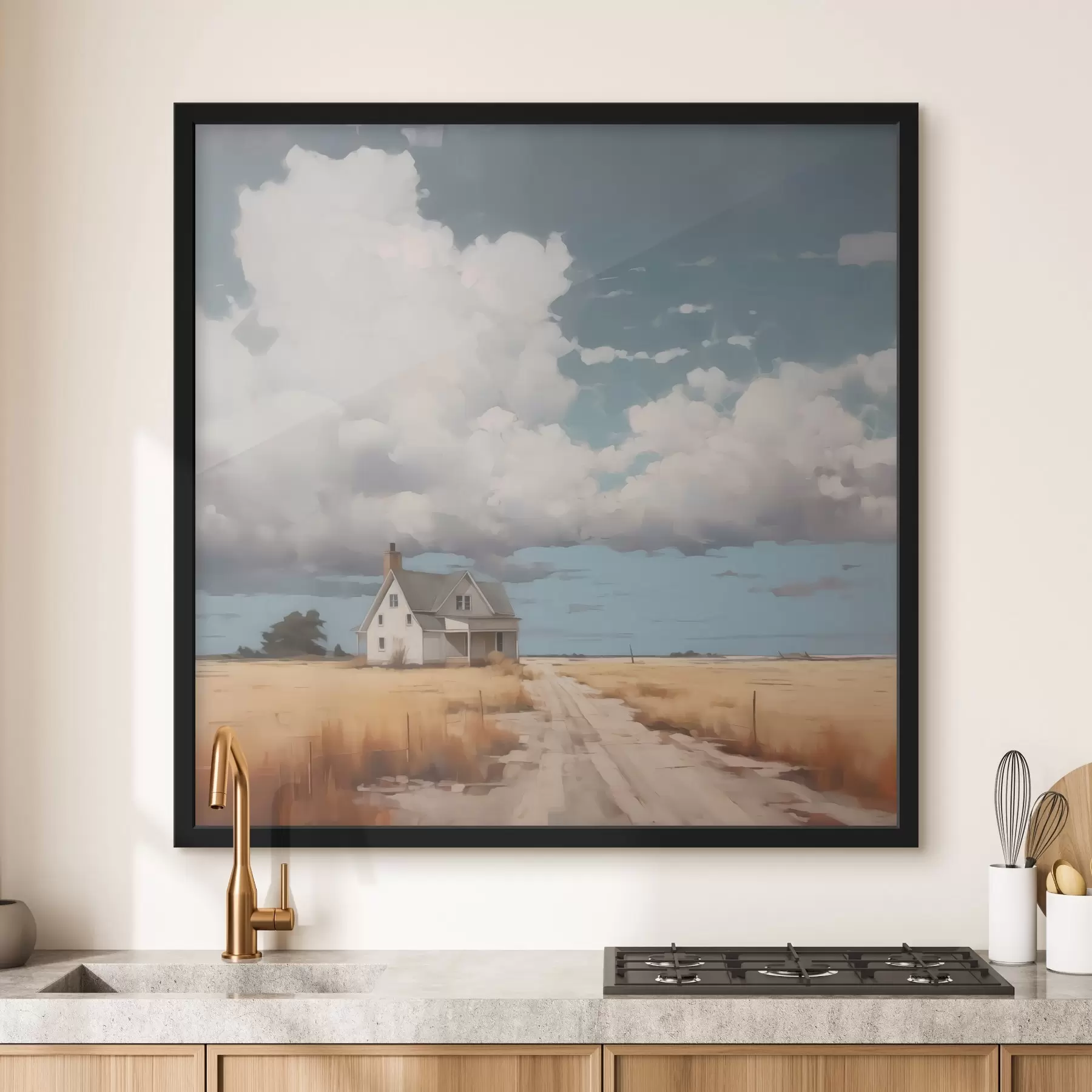  Schilderijen Huis in het veld imitatie van schilderkunst f43440