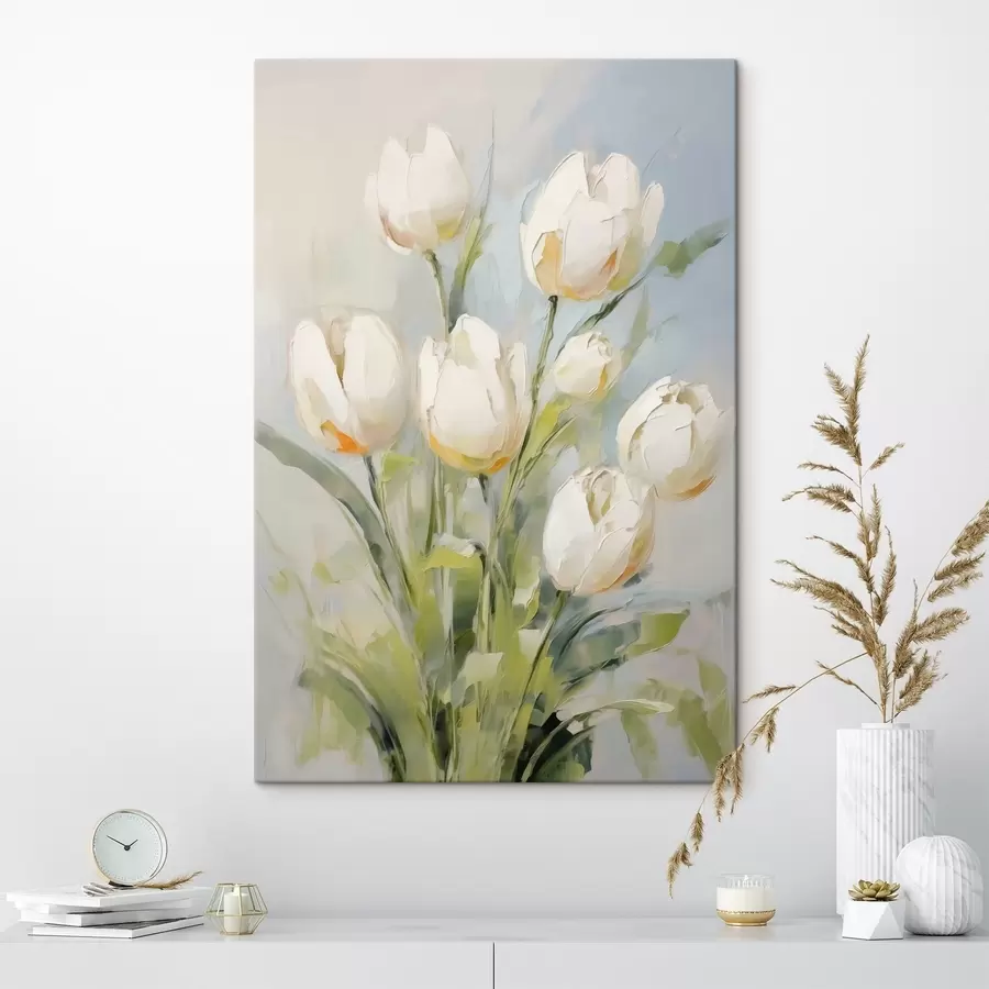  Schilderijen Witte tulpen imitatieschilderij s43435