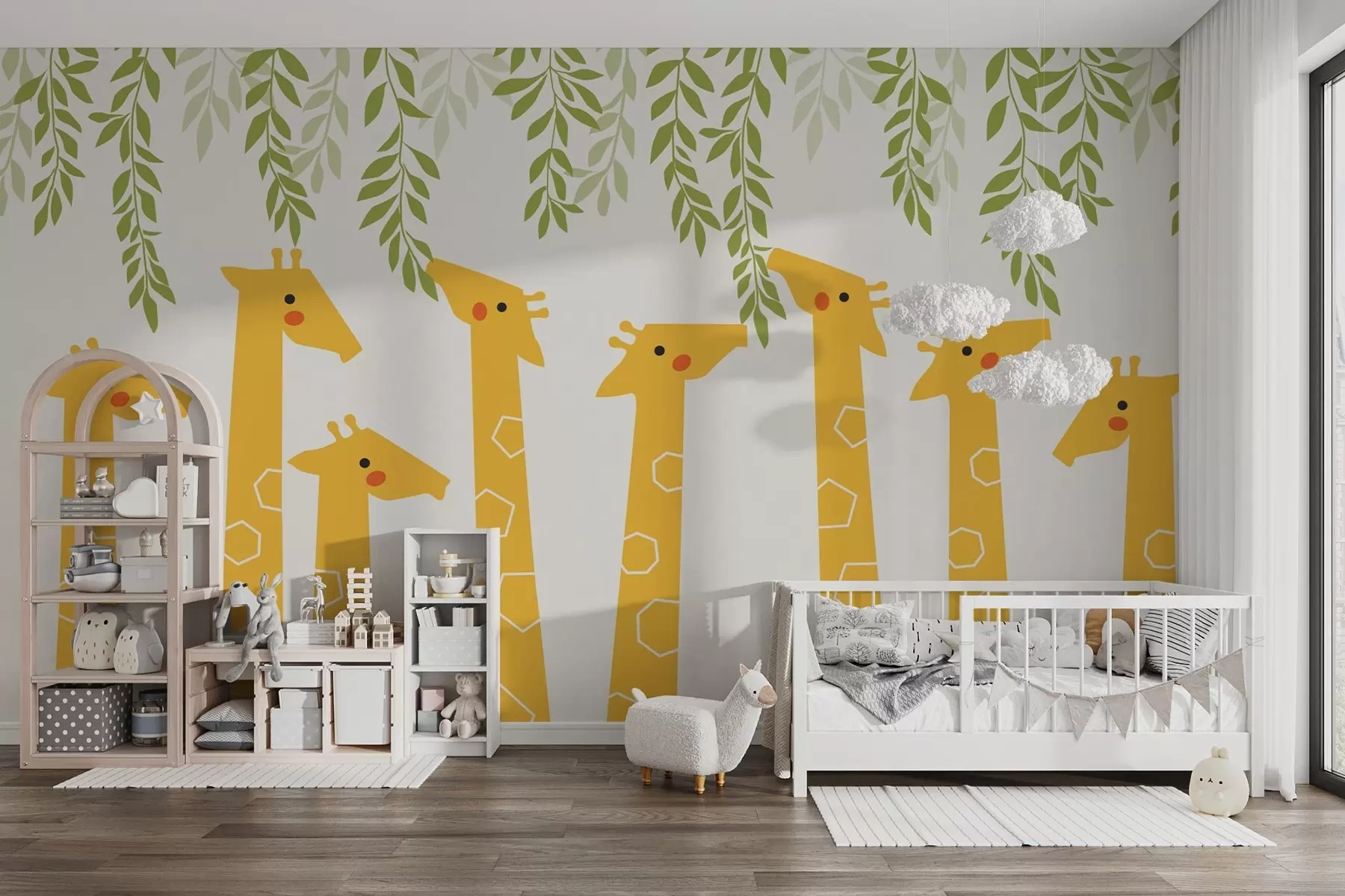 Papier peint photo Girafes et feuilles w03478
