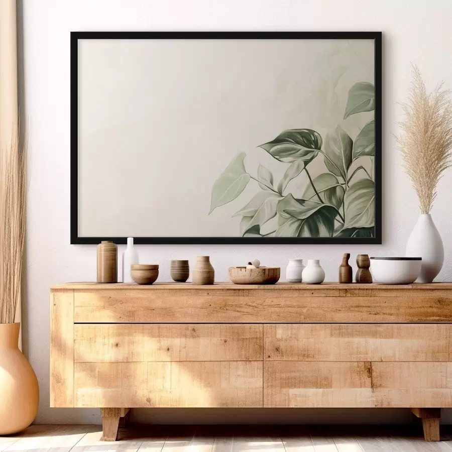 Fotobehang Palmbladeren, potlood tekening, tropisch, groen f43509