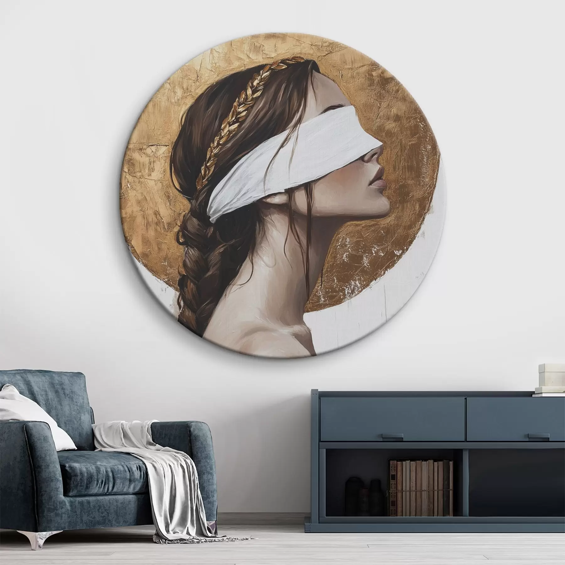  Peintures Femme avec un pansement sur les yeux, Grèce, dessin de style acrylique r43502