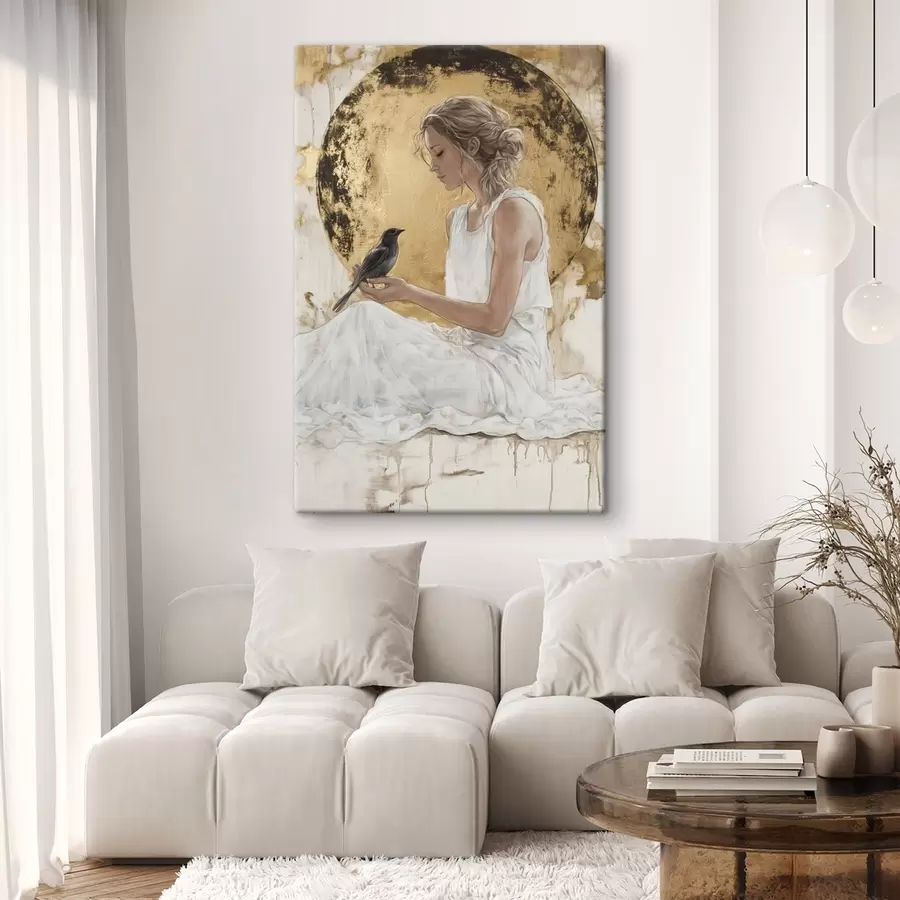  Peintures Belle femme avec oiseau, Grèce, dessin acrylique s43503