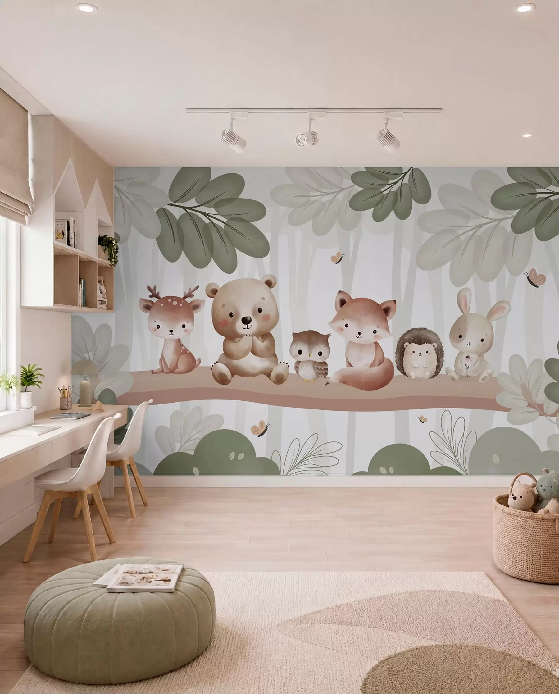 Papier peint photo Animaux des bois en rang w03411