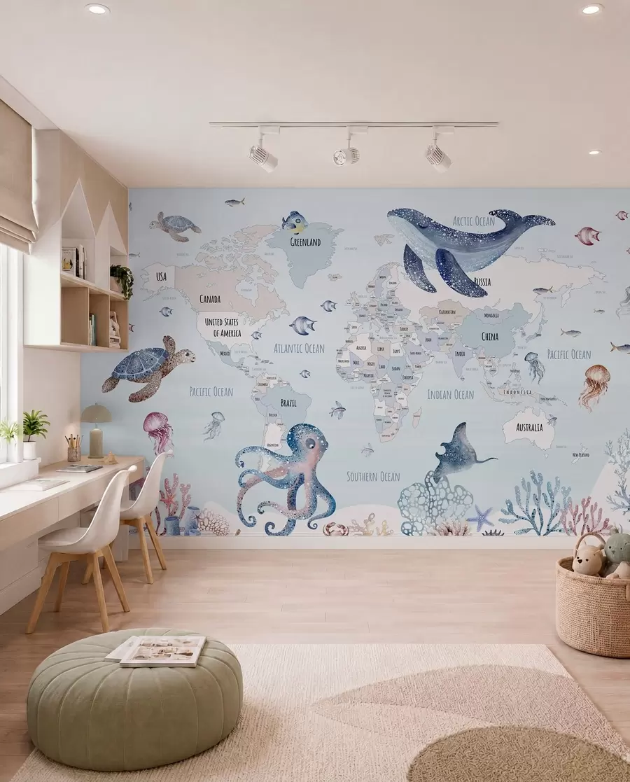 Fotobehang Oceaanatlas in het Engels w03526