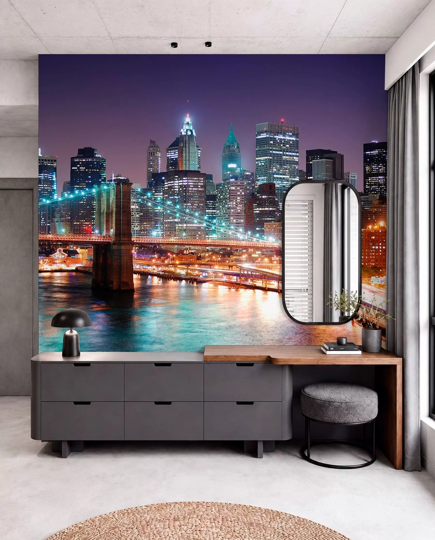 Fotobehang Lichten van de Brooklyn Bridge u57210