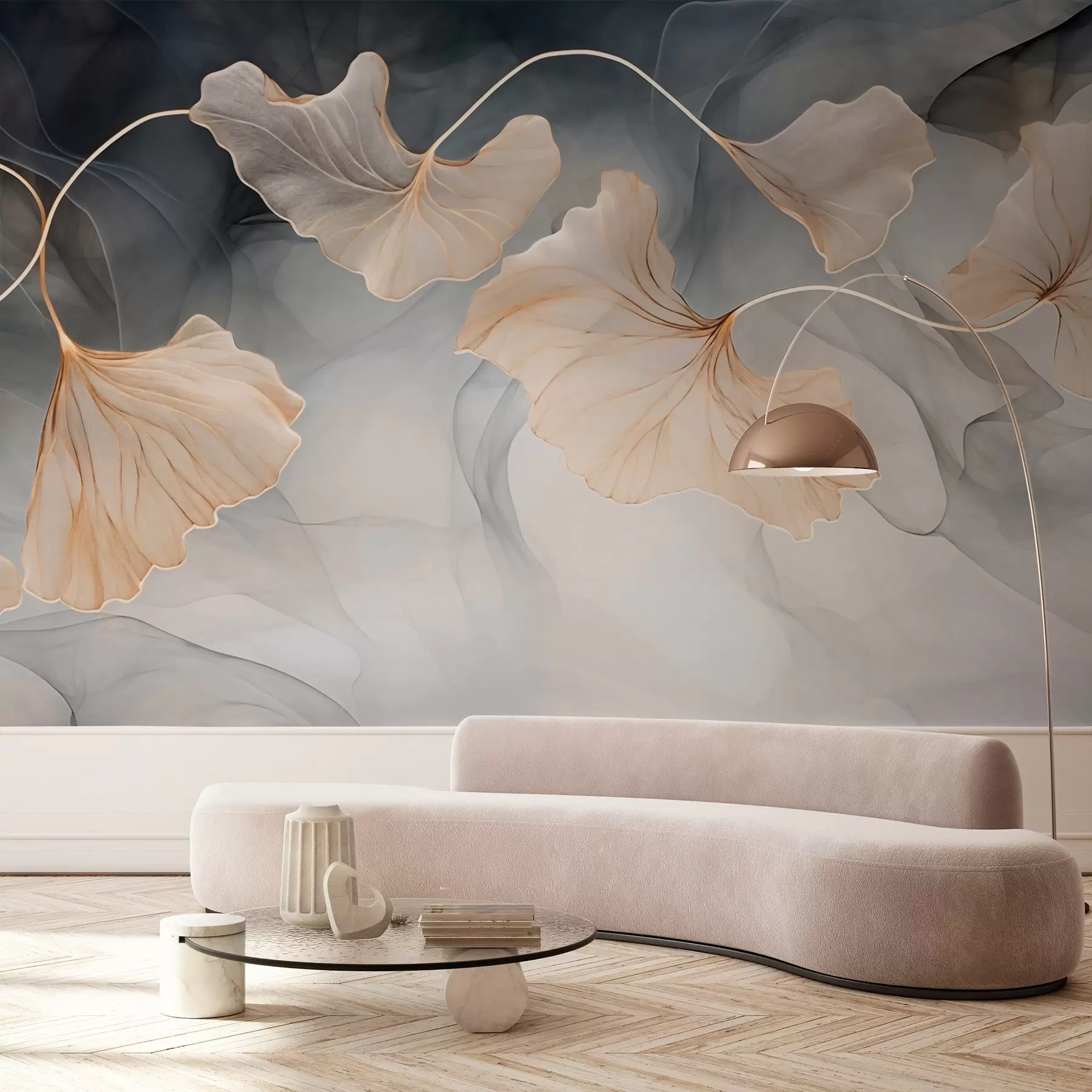 Fotobehang Abstracte afbeelding van ginkgo w03511