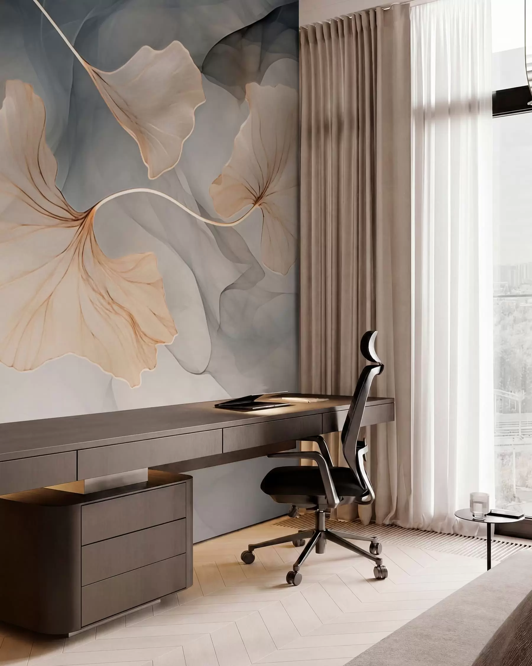 Fotobehang Abstracte afbeelding van ginkgo w03511