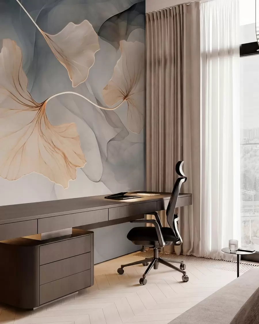 Fotobehang Abstracte afbeelding van ginkgo w03511