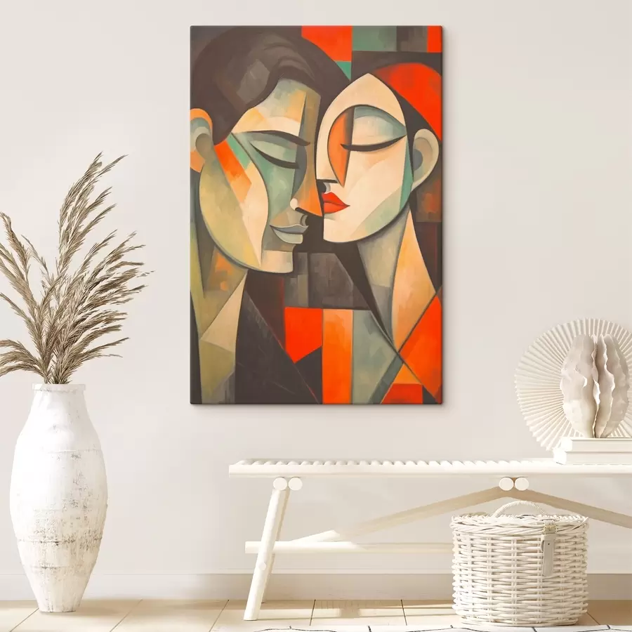  Peintures Portrait abstrait d'une femme aux couleurs chaudes s43524