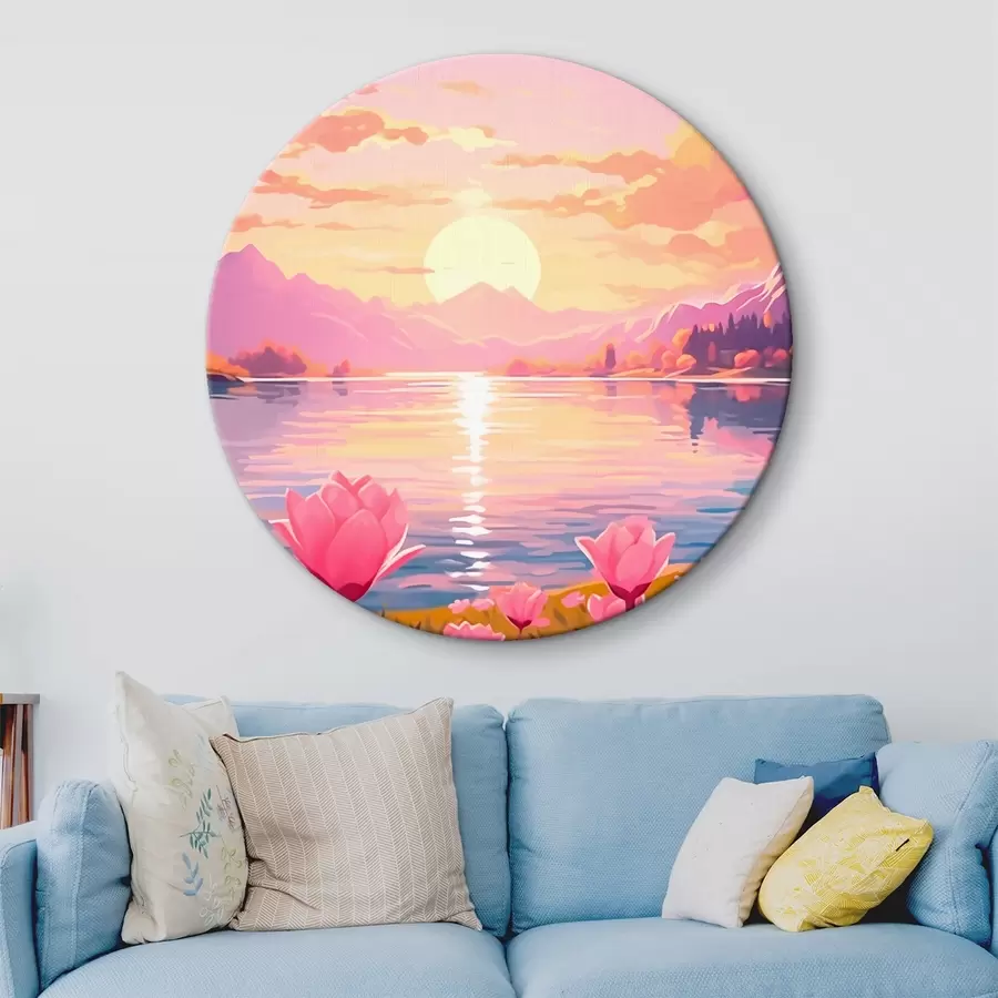  Peintures Paysage avec étang sur fond de montagnes r43523