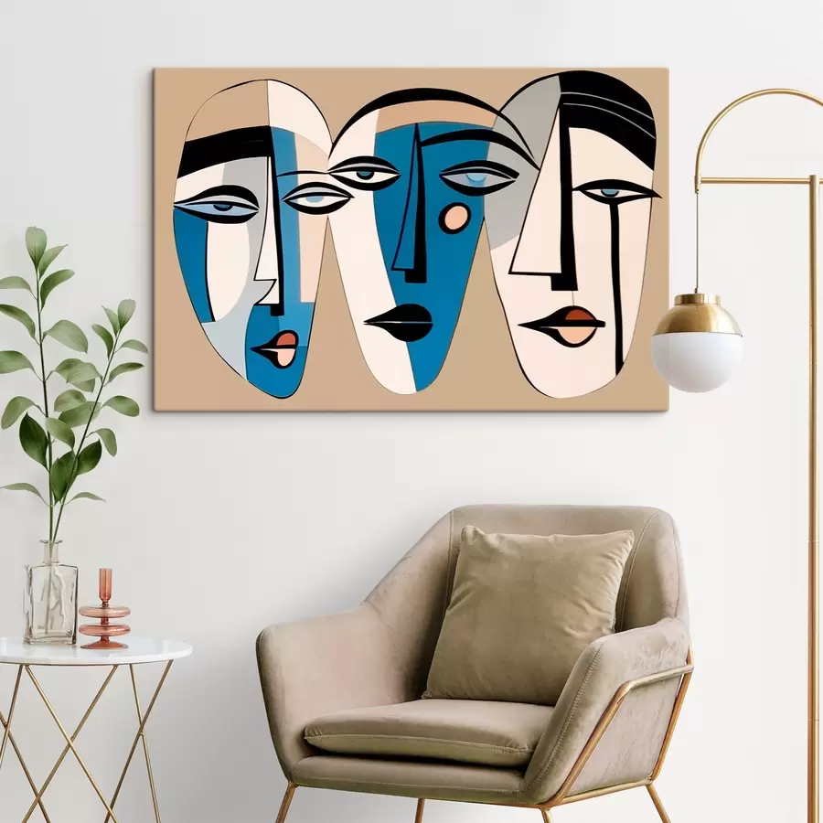  Schilderijen Abstract portret van een kat in geometrische stijl s43526