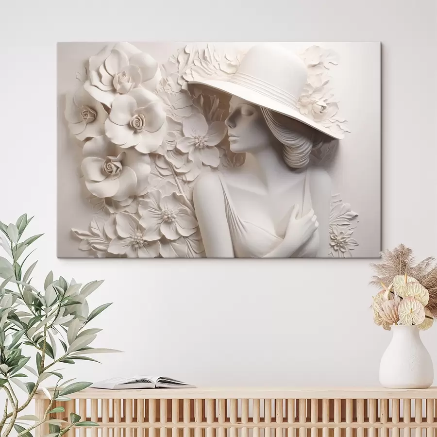  Peintures Bas-relief imité d'une femme au chapeau s43547