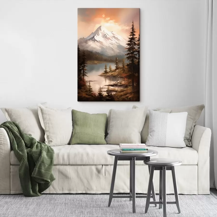  Schilderijen Natuuruitzicht op de bergen, rivier s43543