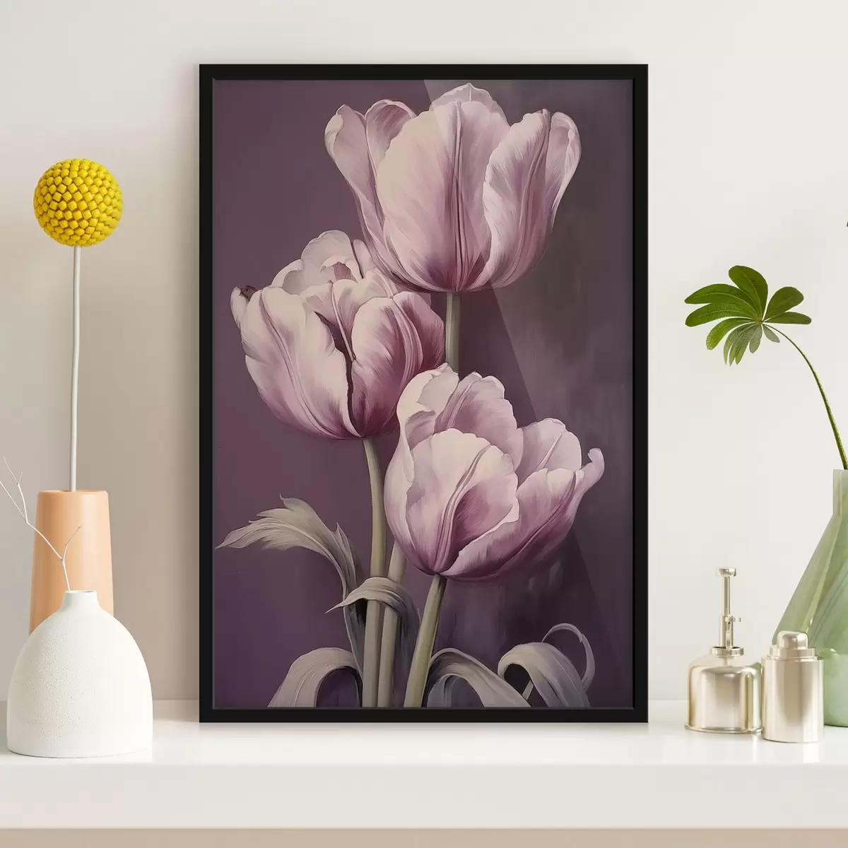 Affiche Élégantes tulipes sur fond violet f43513