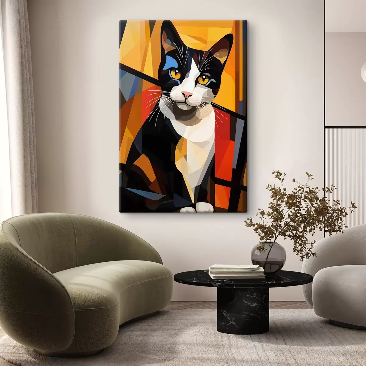  Peintures Portrait de chat abstrait et coloré s43528