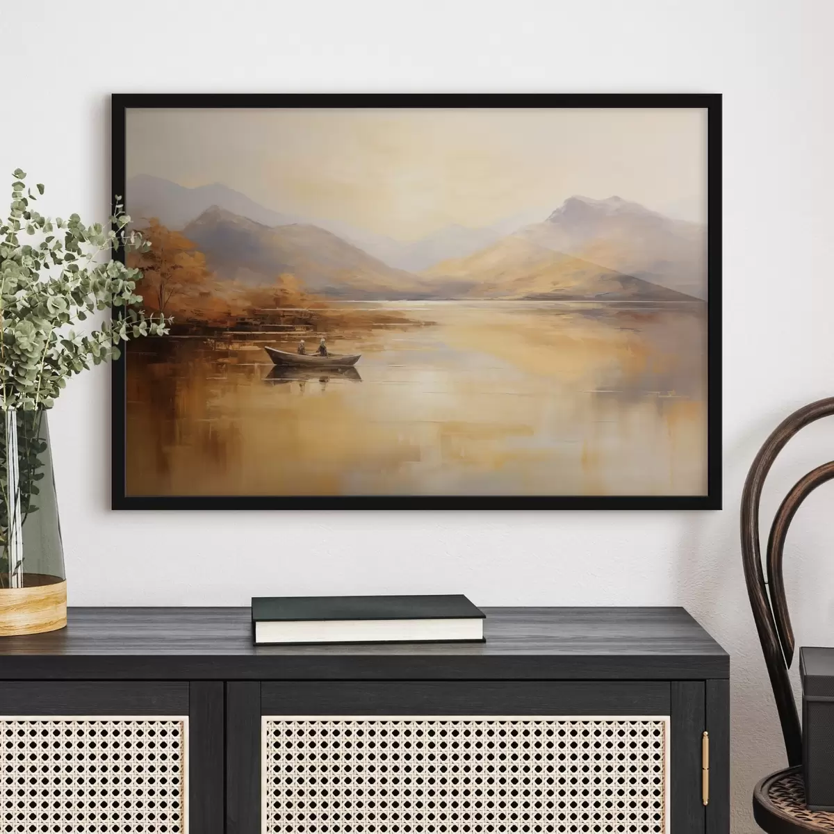 Poster Vissen op het meer imitatie van pastel f43542