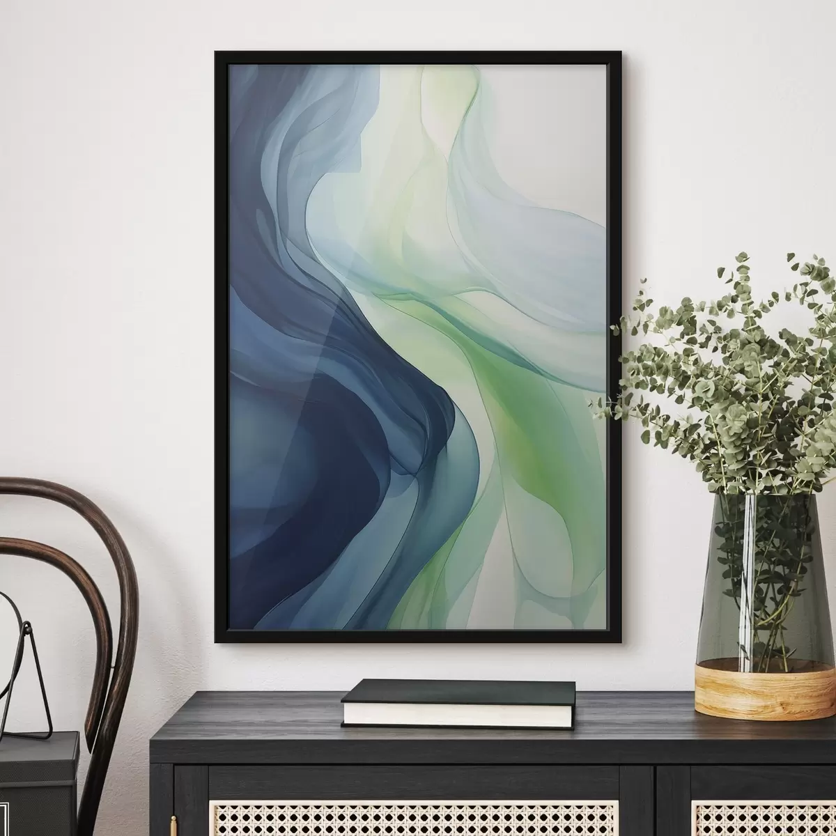 Poster Gekleurde vlekken in groene en blauwe kleuren f43580