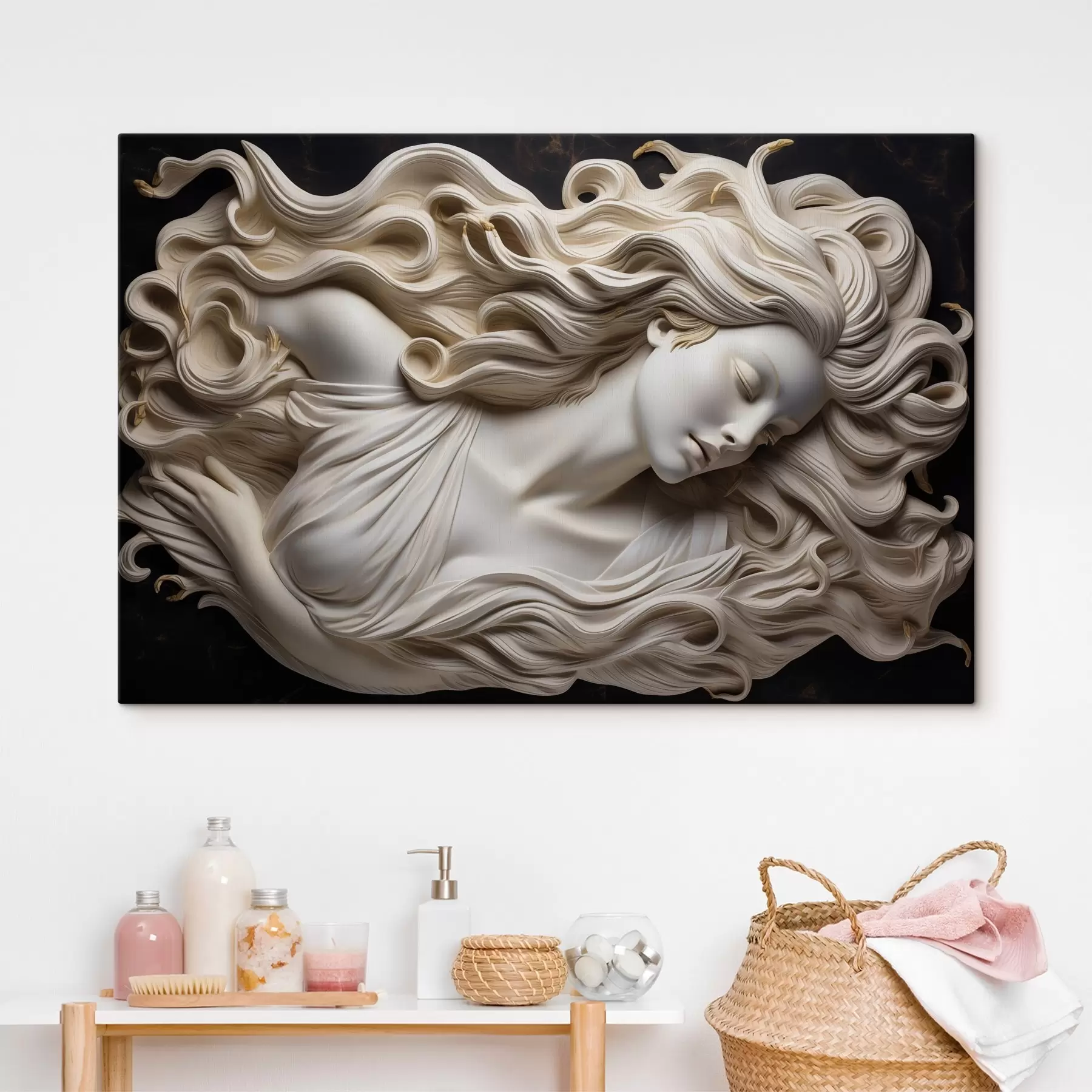 Fotobehang Gesimuleerd bas-reliëf van een vrouw s43546