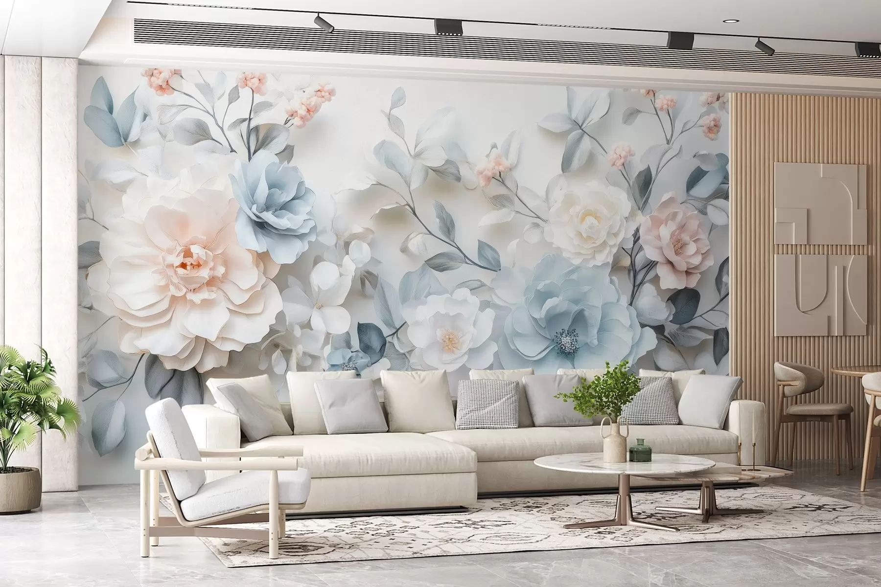 Fotobehang delicate luchtige bloemen met een volume-effect in de stijl van olieverfschilderijen w03457