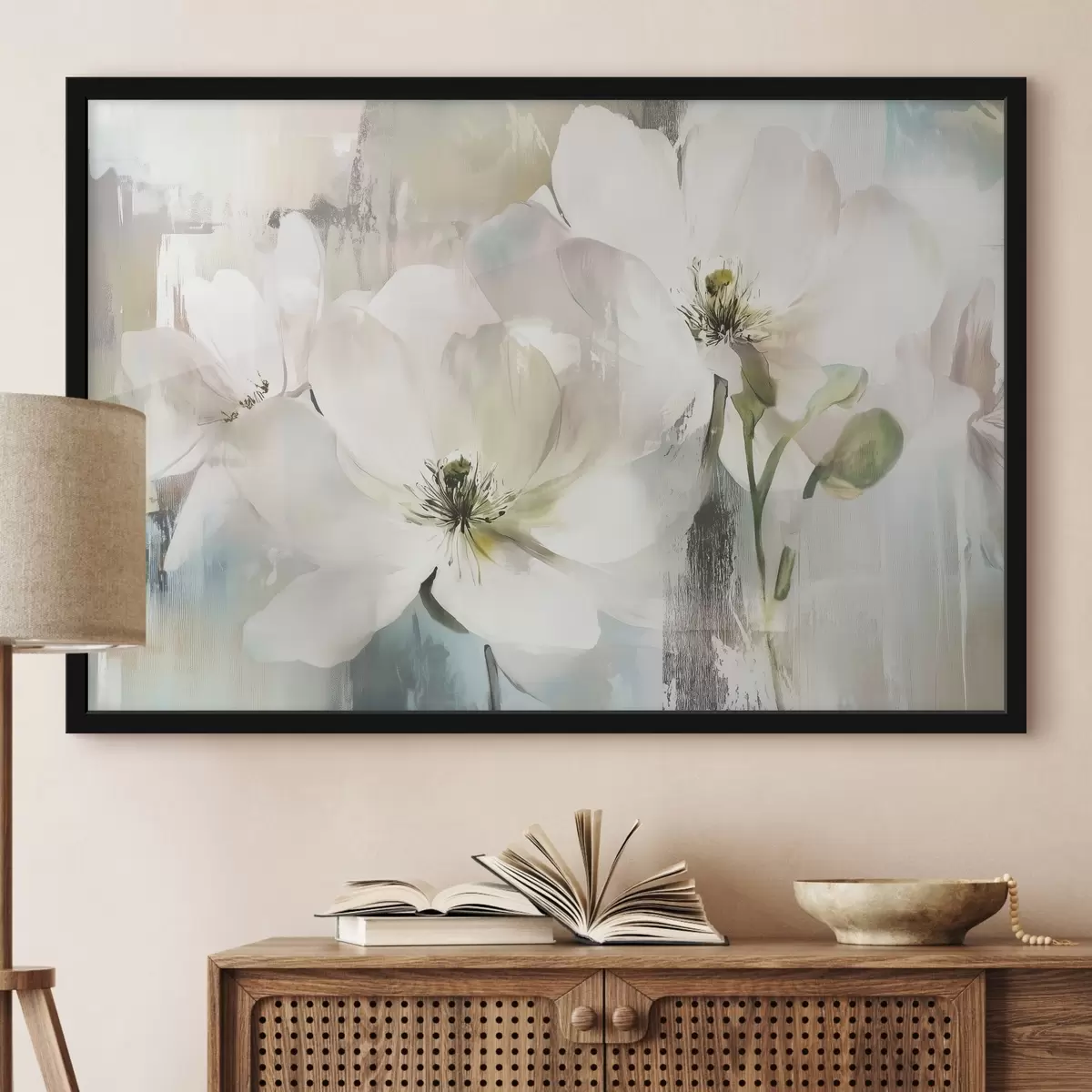 Affiche Fleurs blanches à la peinture à l'huile f43903