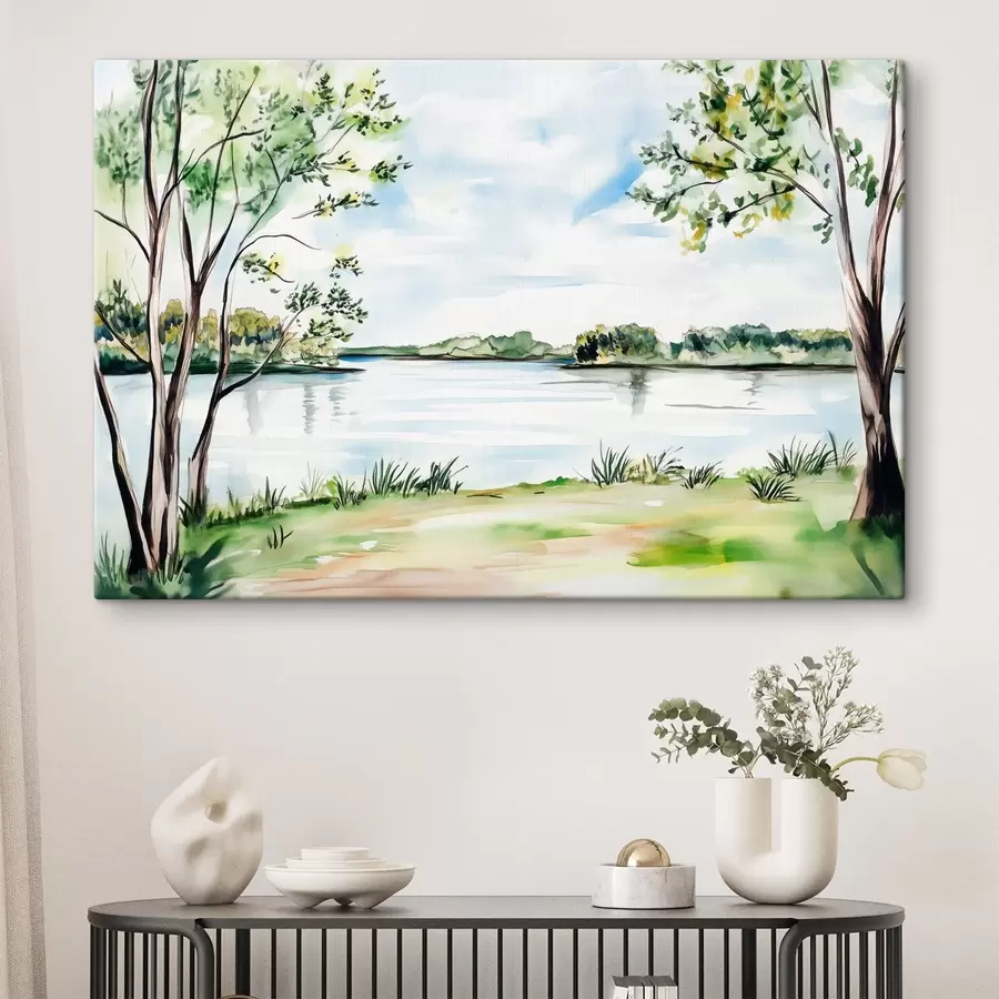  Peintures Arbres au bord du lac s43921