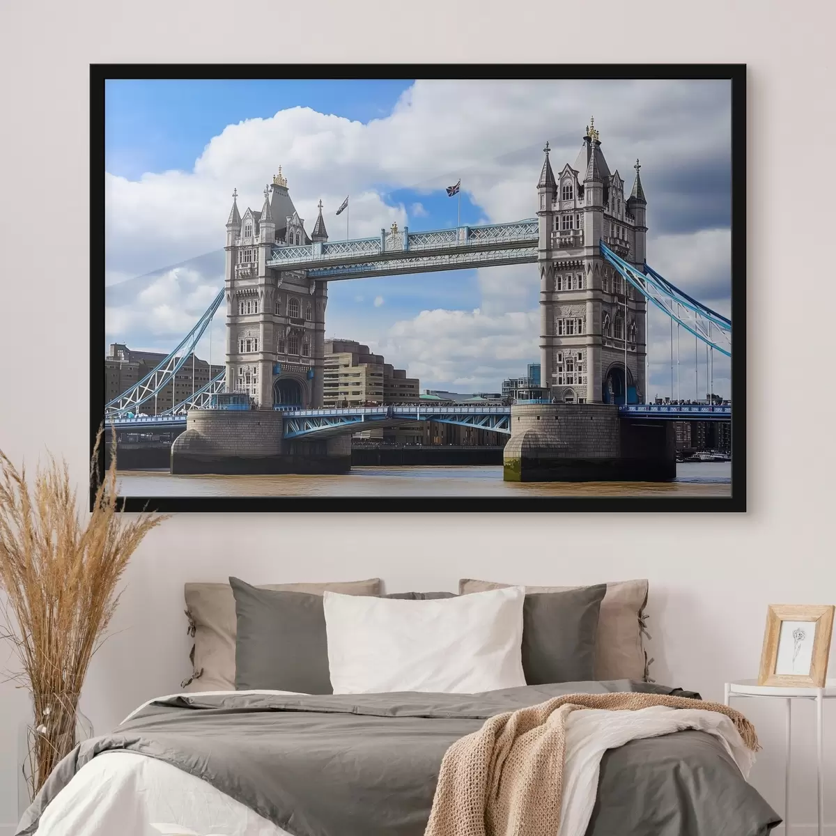 Poster Brug onder de blauwe hemel f43918