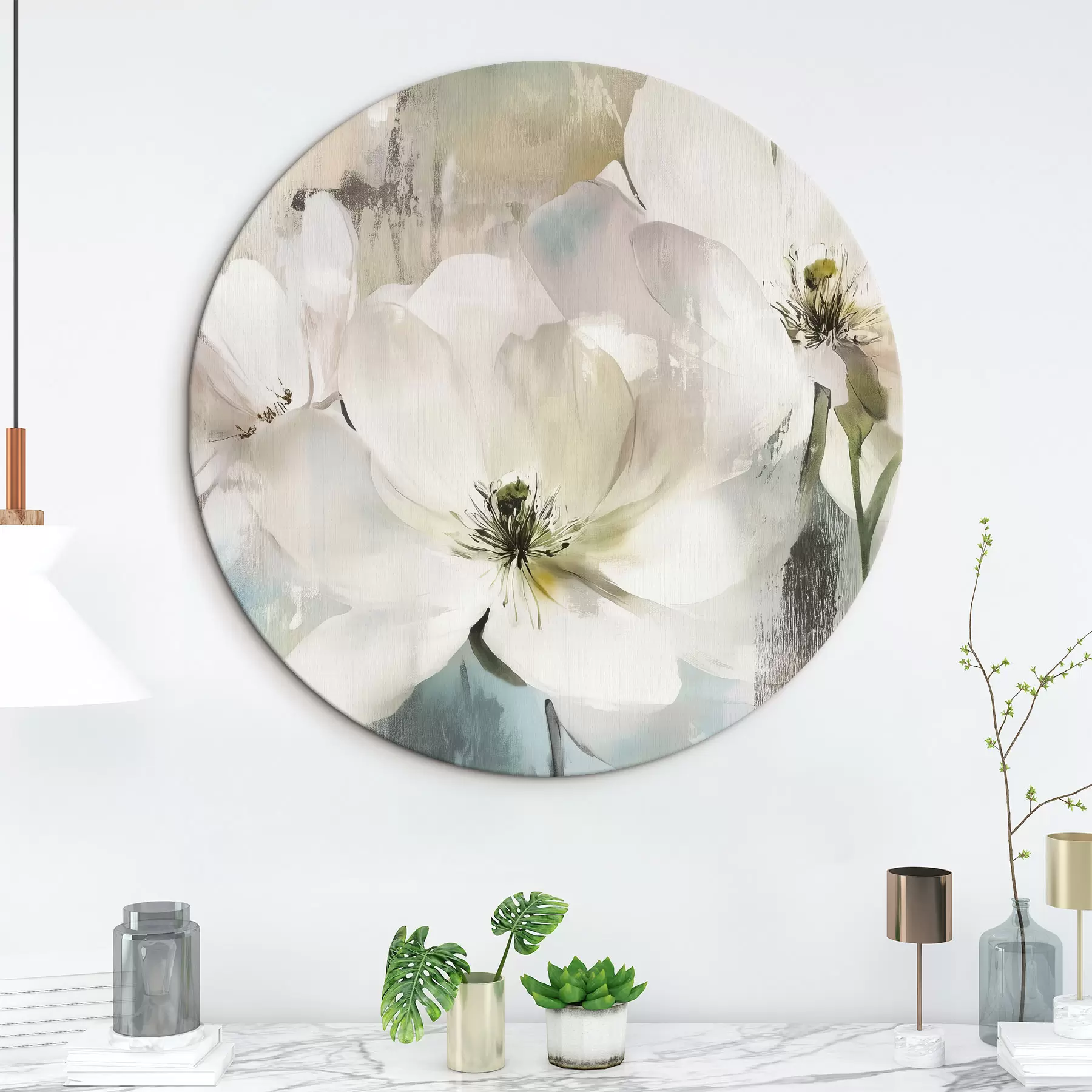  Peintures Fleurs blanches à la peinture à l'huile r43903