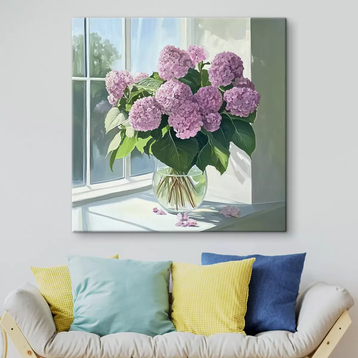  Peintures Bouquet de fleurs violettes sur la fenêtre s43906