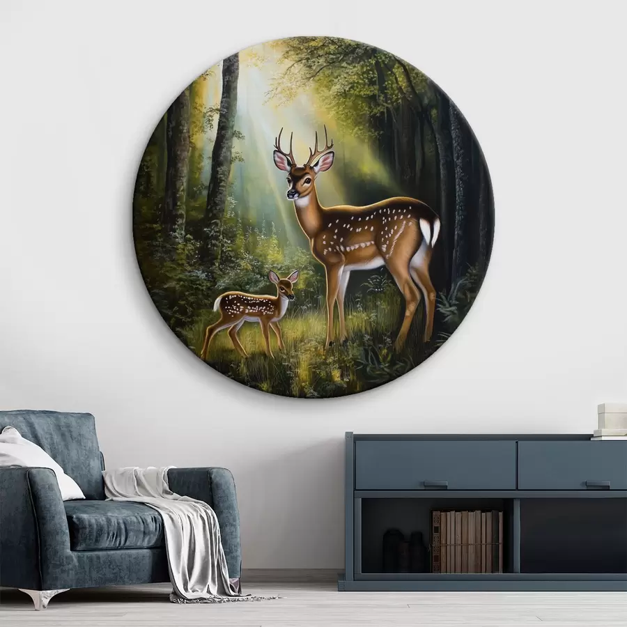  Schilderijen Hert en reekalf in het bos r43915