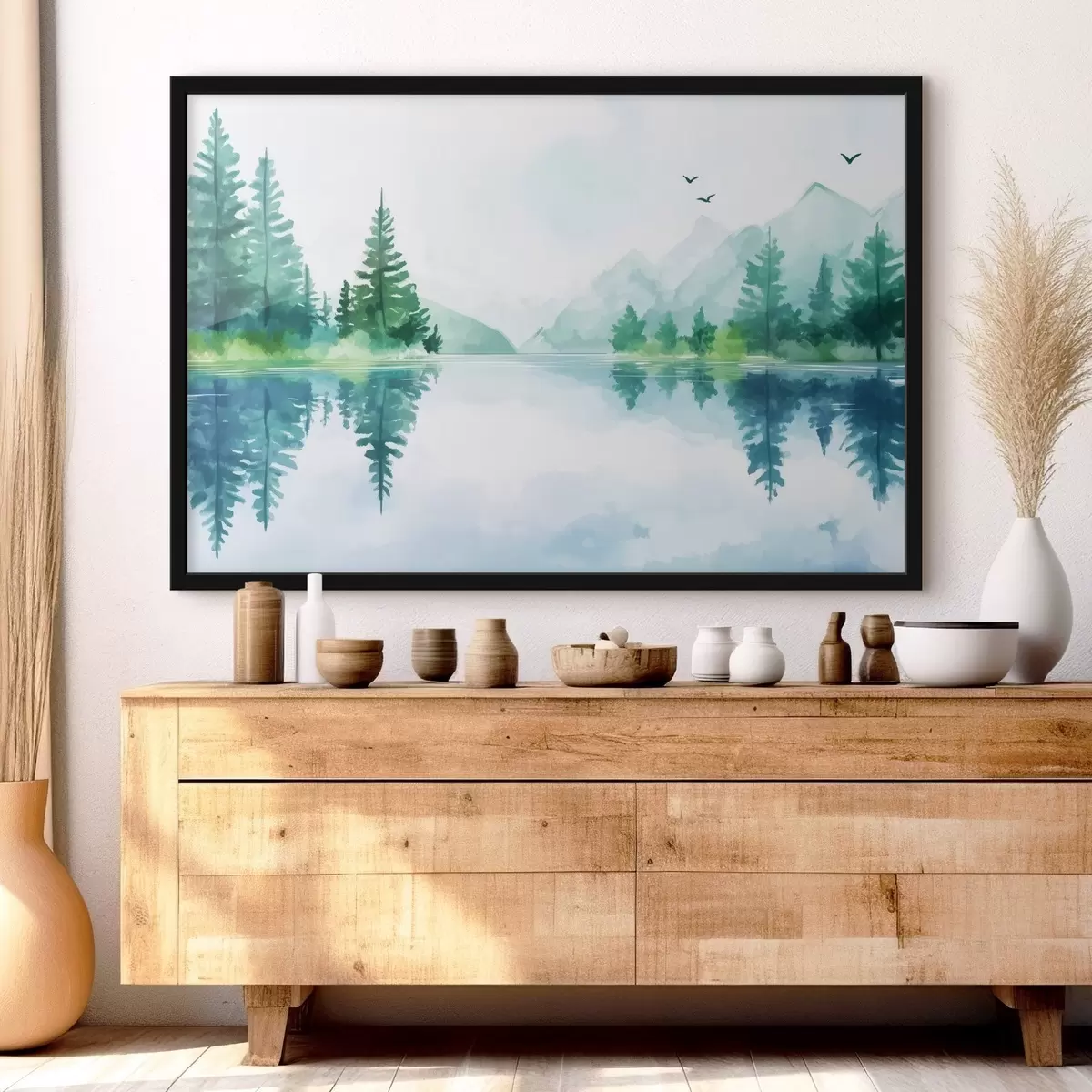 Affiche Lac près de la montagne en style aquarelle f43922