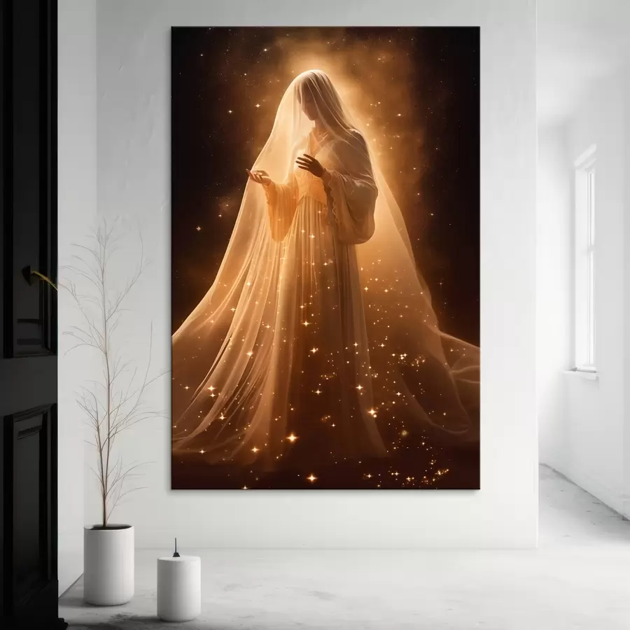  Peintures Fille en robe sur fond sombre s43470