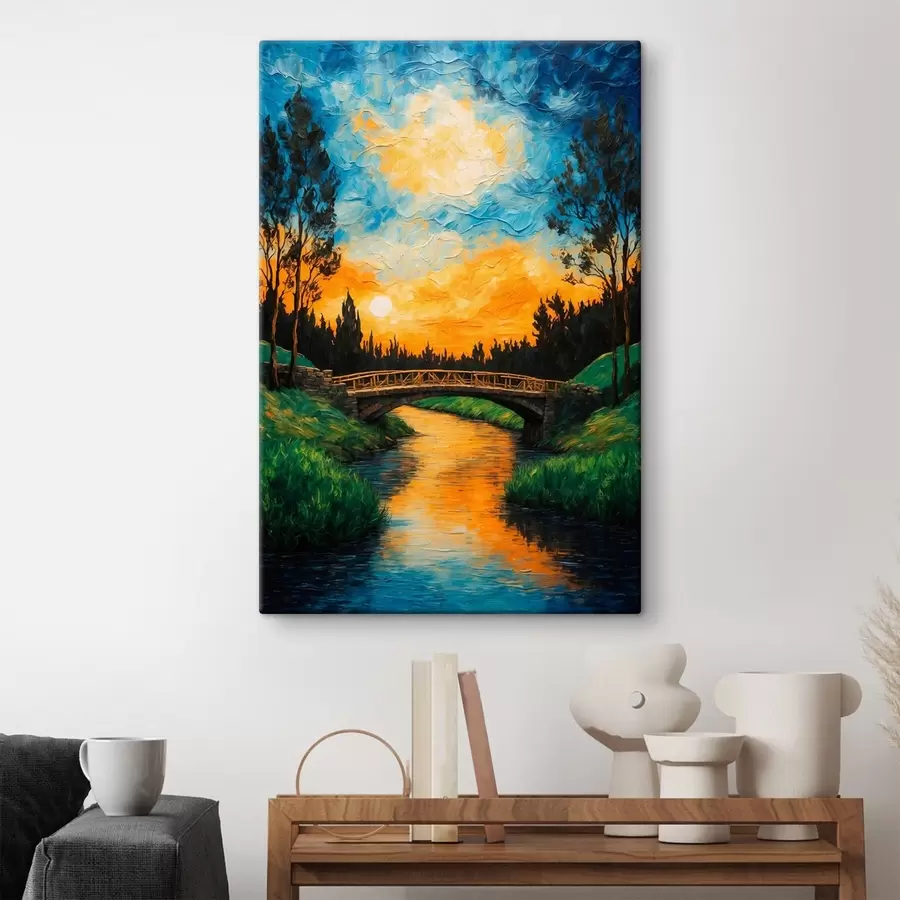  Peintures Pont dans la forêt en peinture acrylique s43868