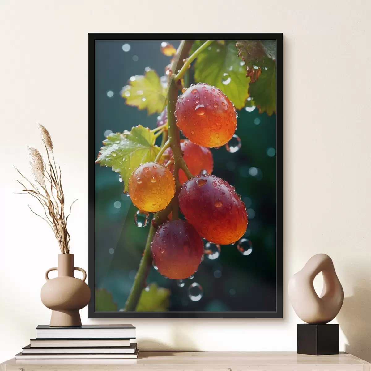 Poster Druiven met dauwdruppels f43872