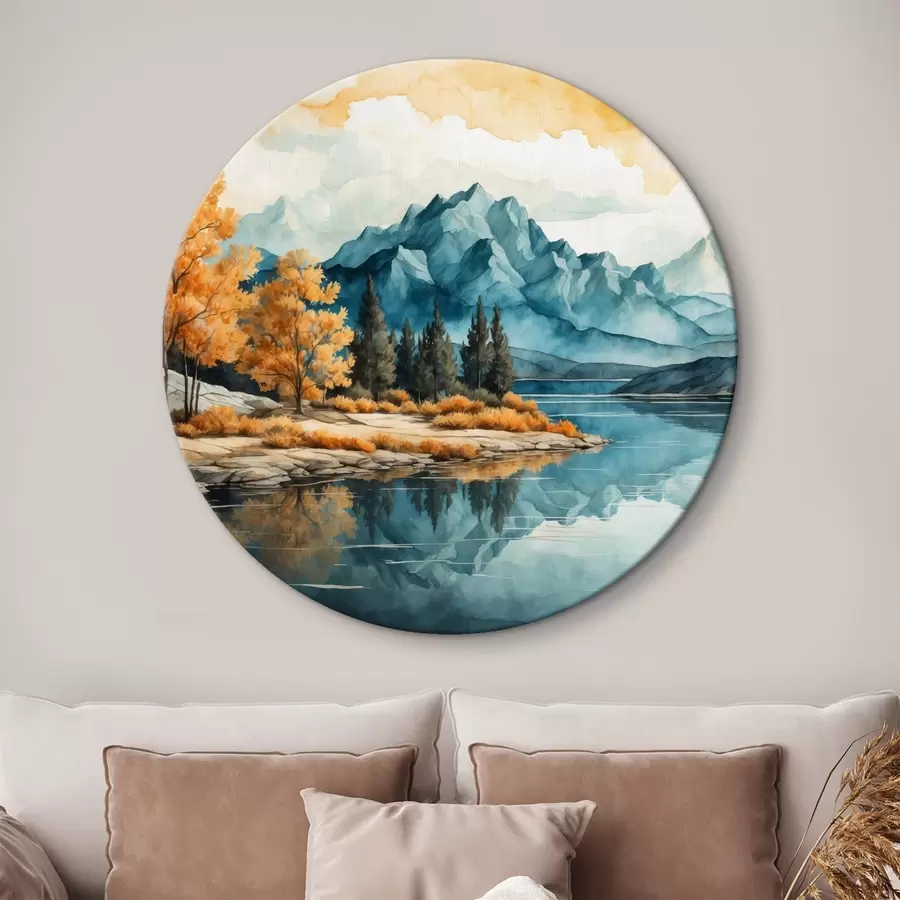  Schilderijen Rivier die naar bergen leidt r43450