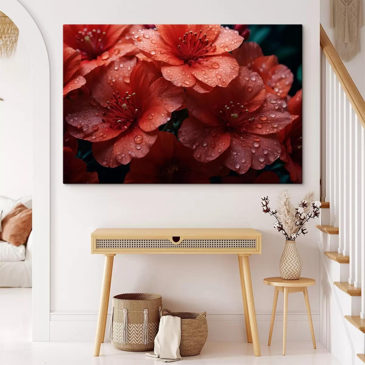  Schilderijen Rode bloemen met dauwdruppels s43878