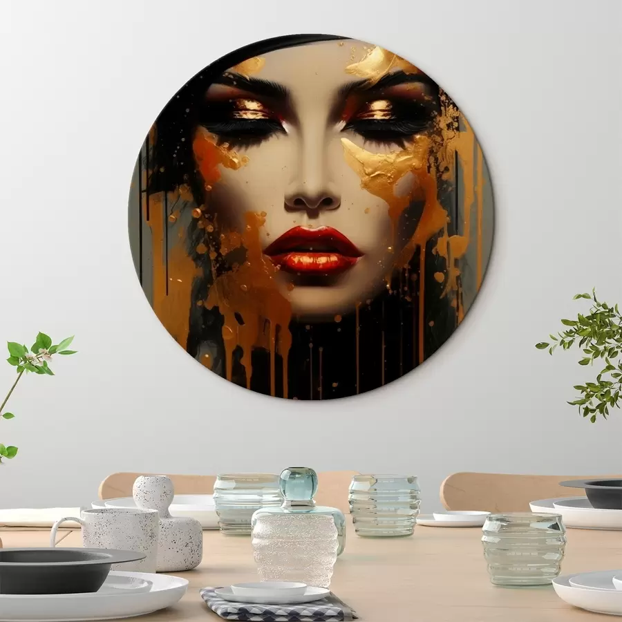  Schilderijen Meisjesgezicht met gele verf r43468