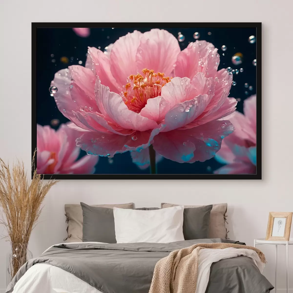 Poster Roze bloem op wazige achtergrond f43875