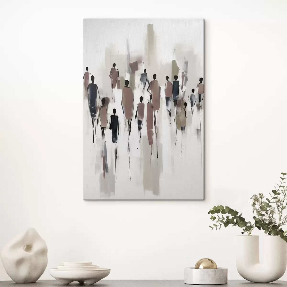  Peintures Abstraction personnes foule s43485