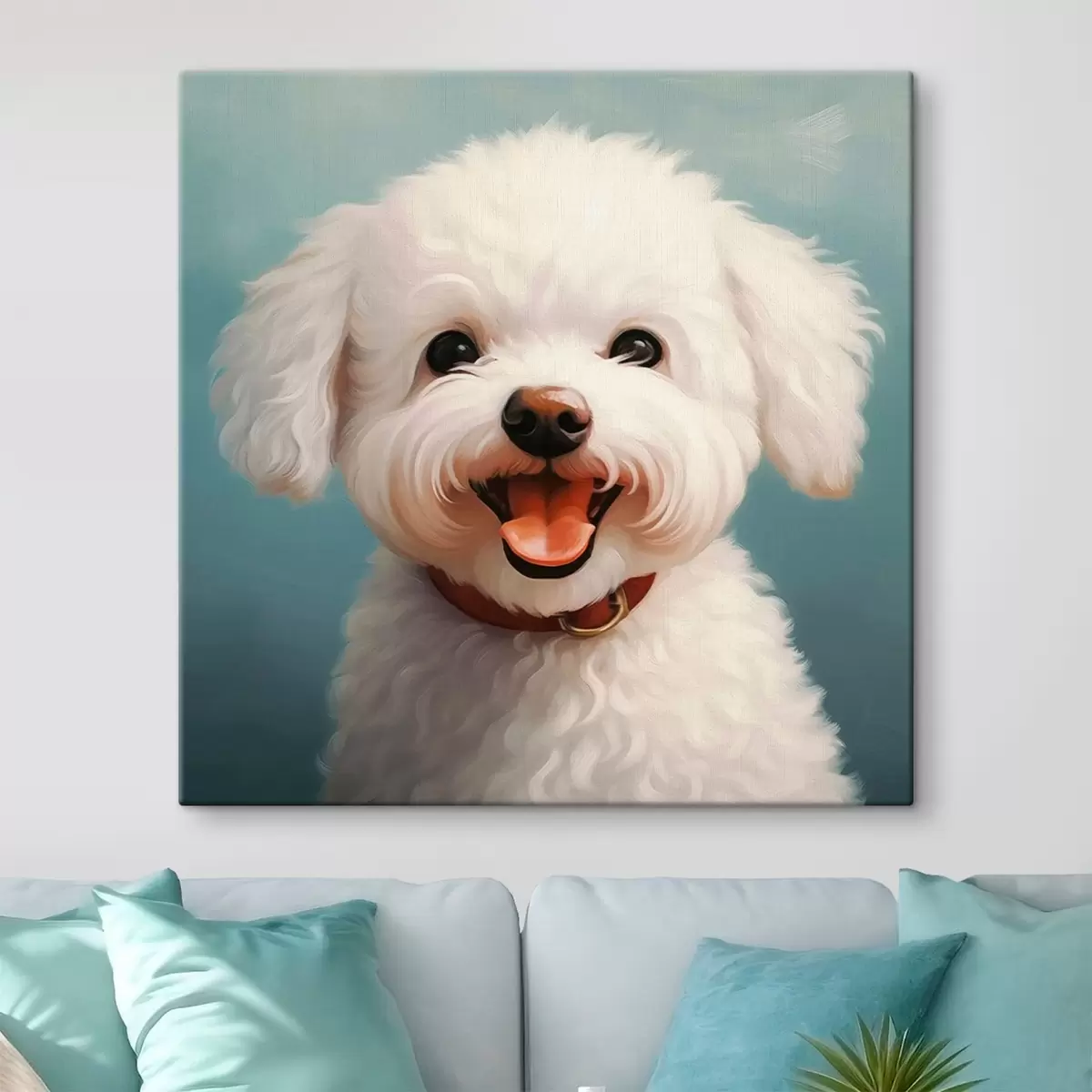  Peintures Chien blanc joyeux s43935