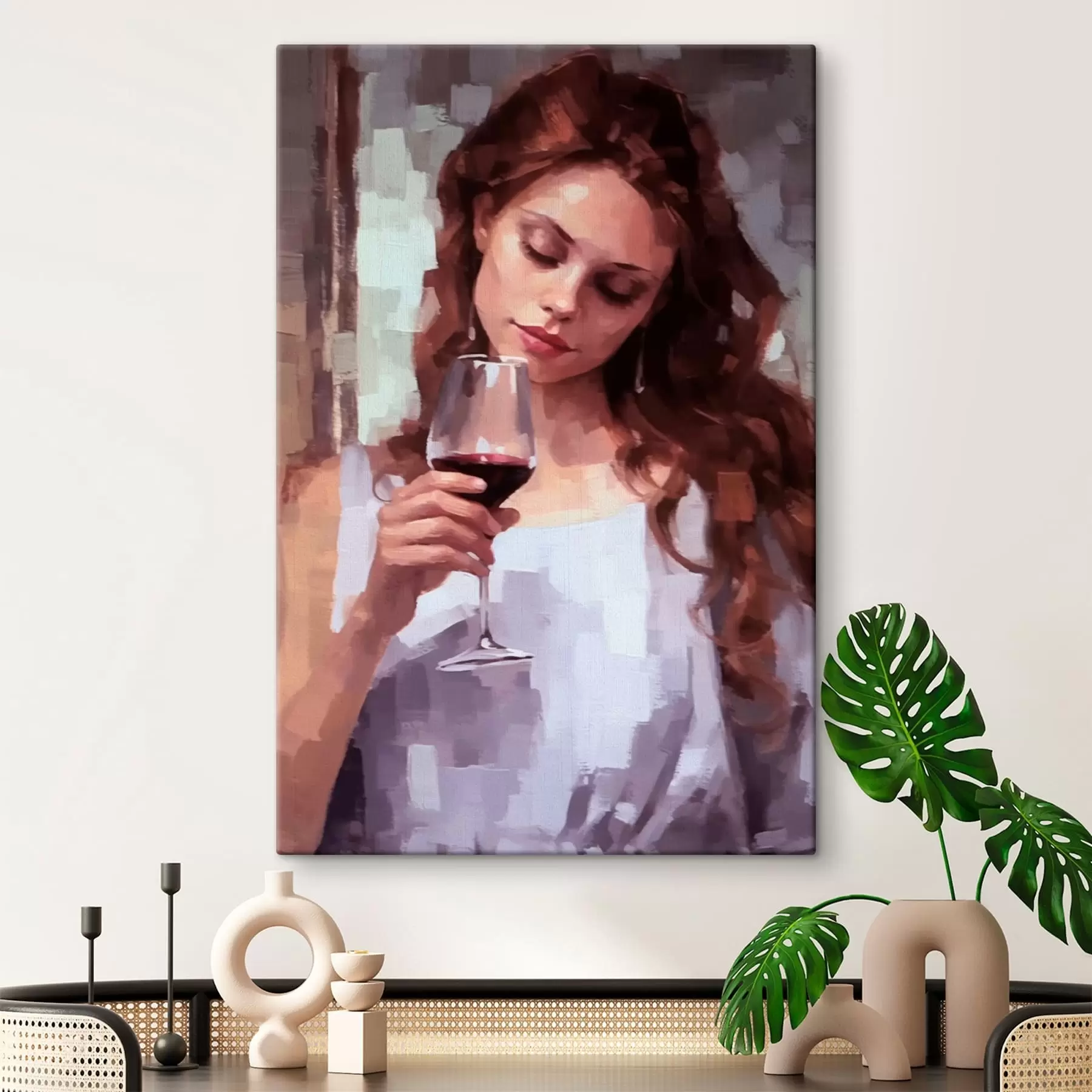  Peintures Fille avec du vin s43936