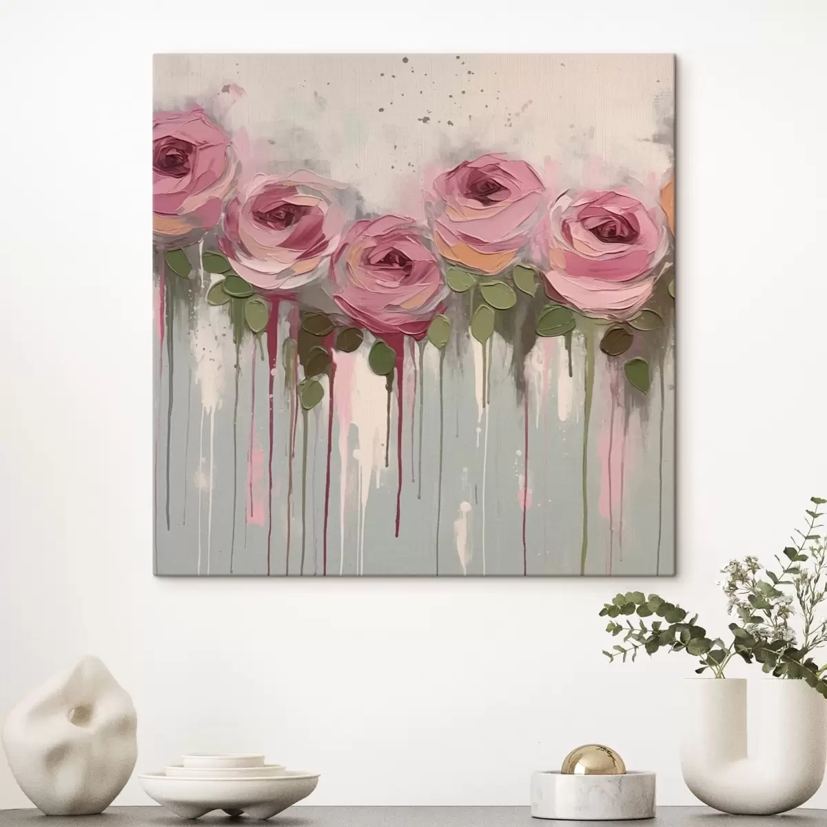  Schilderijen Roze bloemen abstractie s43934