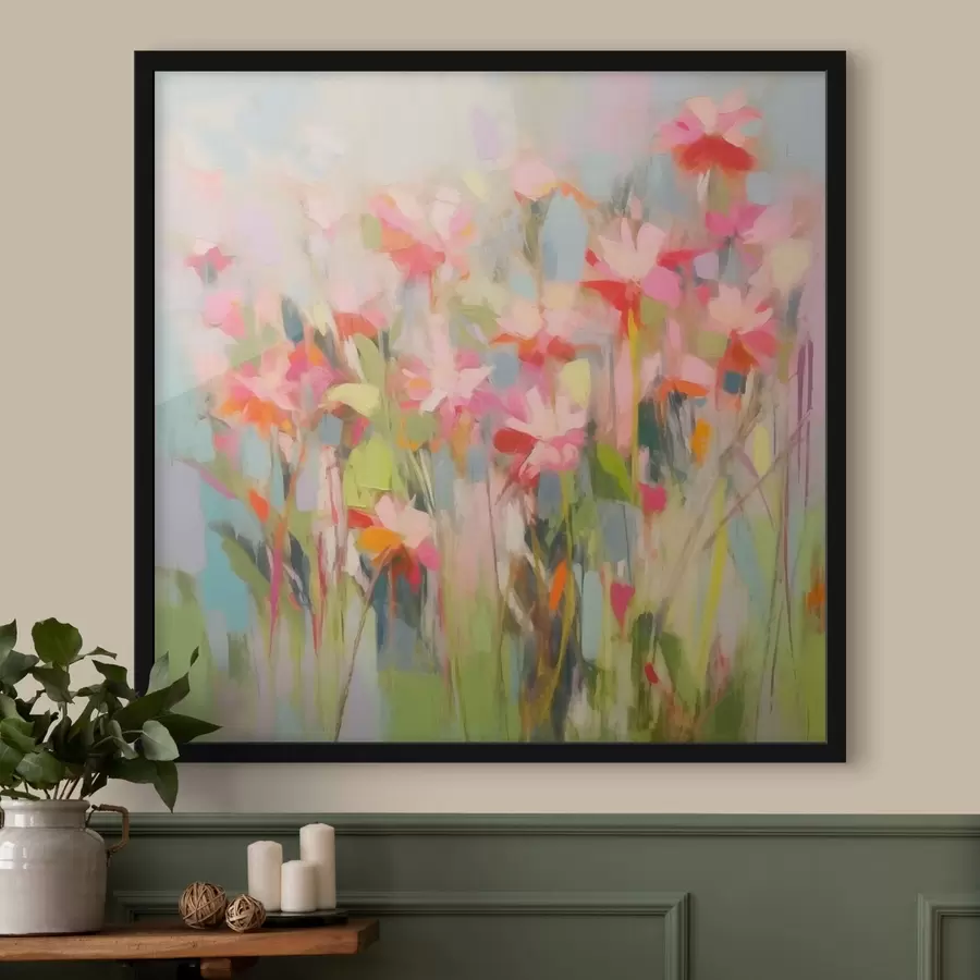 Fotobehang Roze bloemen abstractie f43243