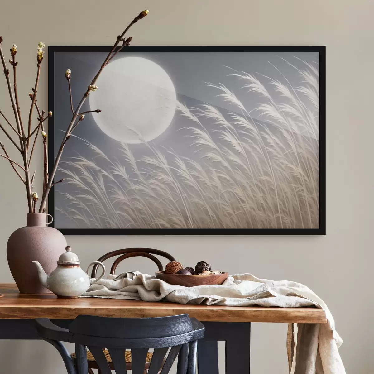 Poster Grote maan en planten f43218