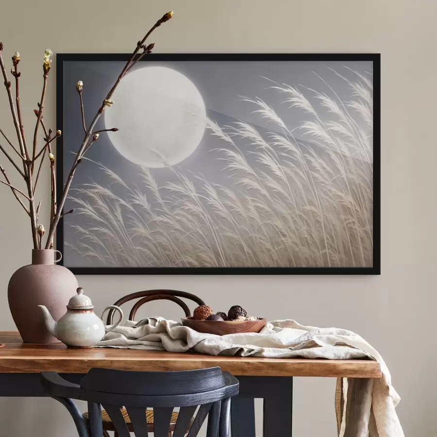 Papier peint photo Grande lune et plantes f43218