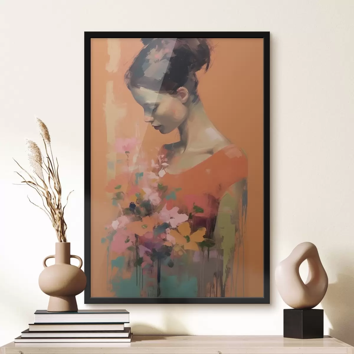 Poster Meisje en bloemen f43933