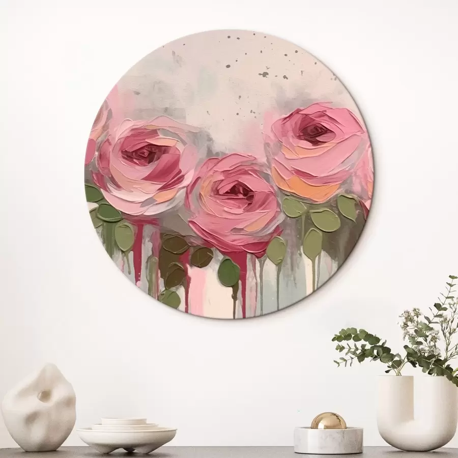  Peintures Abstraction de fleurs roses r43934