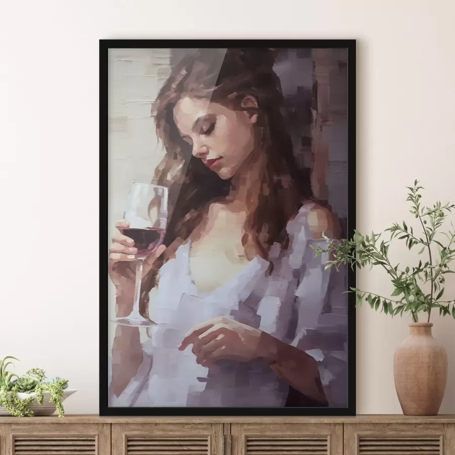 Papier peint photo Fille avec un verre de vin f43940
