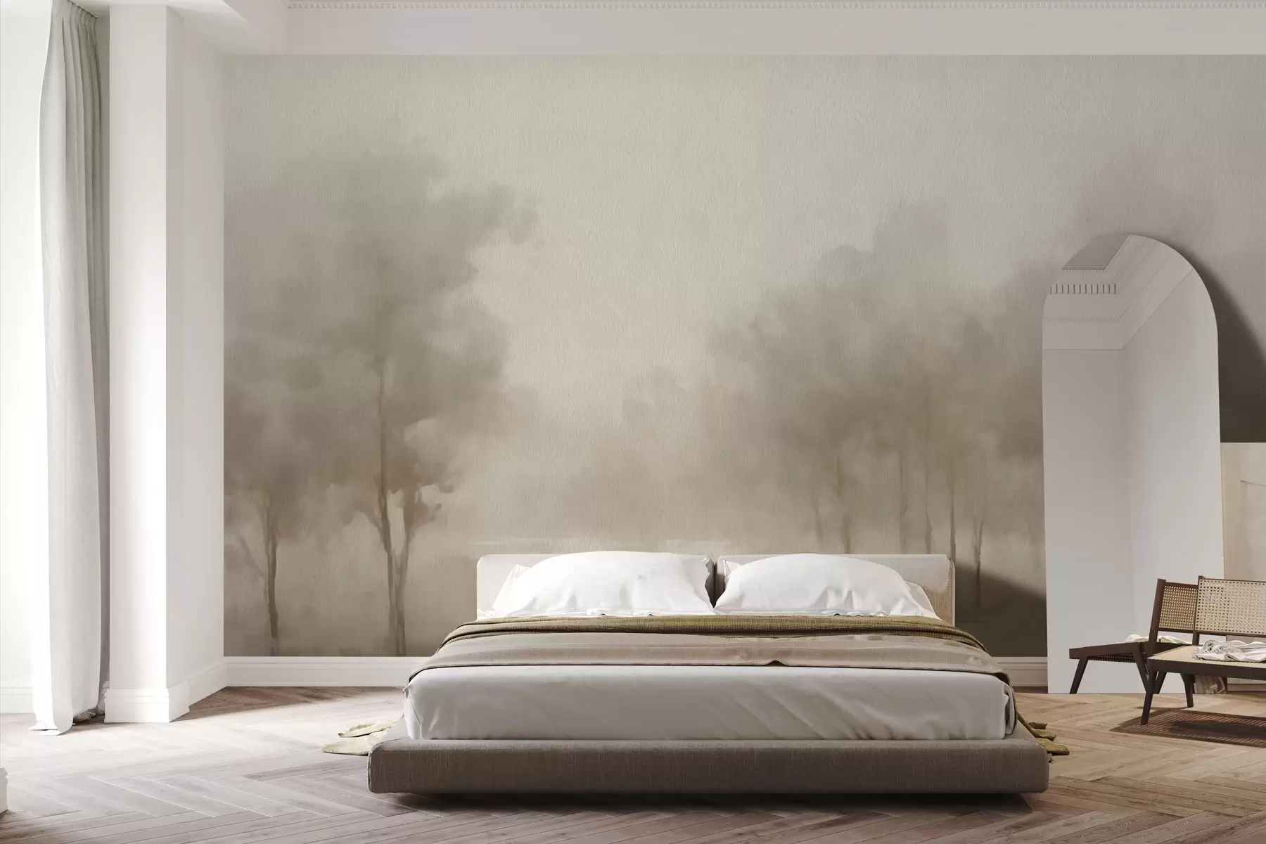 Fotobehang Abstract bos met sepia-effect w03596